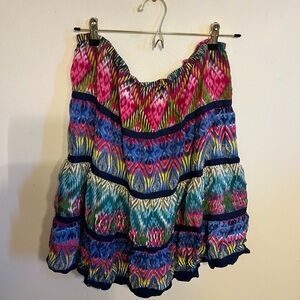 JW Style Multicolor Tiered Boho Skirt - Vibrant Pattern